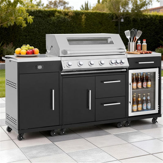 Callow 6 Burner Gas Grill BBQ with Full Kitchen Set