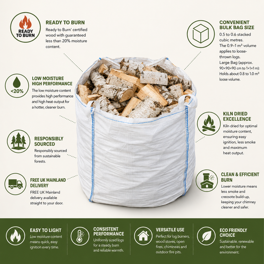 Firewood Kiln Dried Hardwood Log Bulk Bag