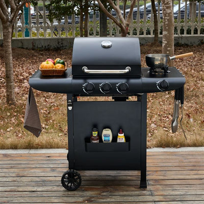 Callow 3 Burner Gas Grill BBQ with Cover, Lid and Side Burner