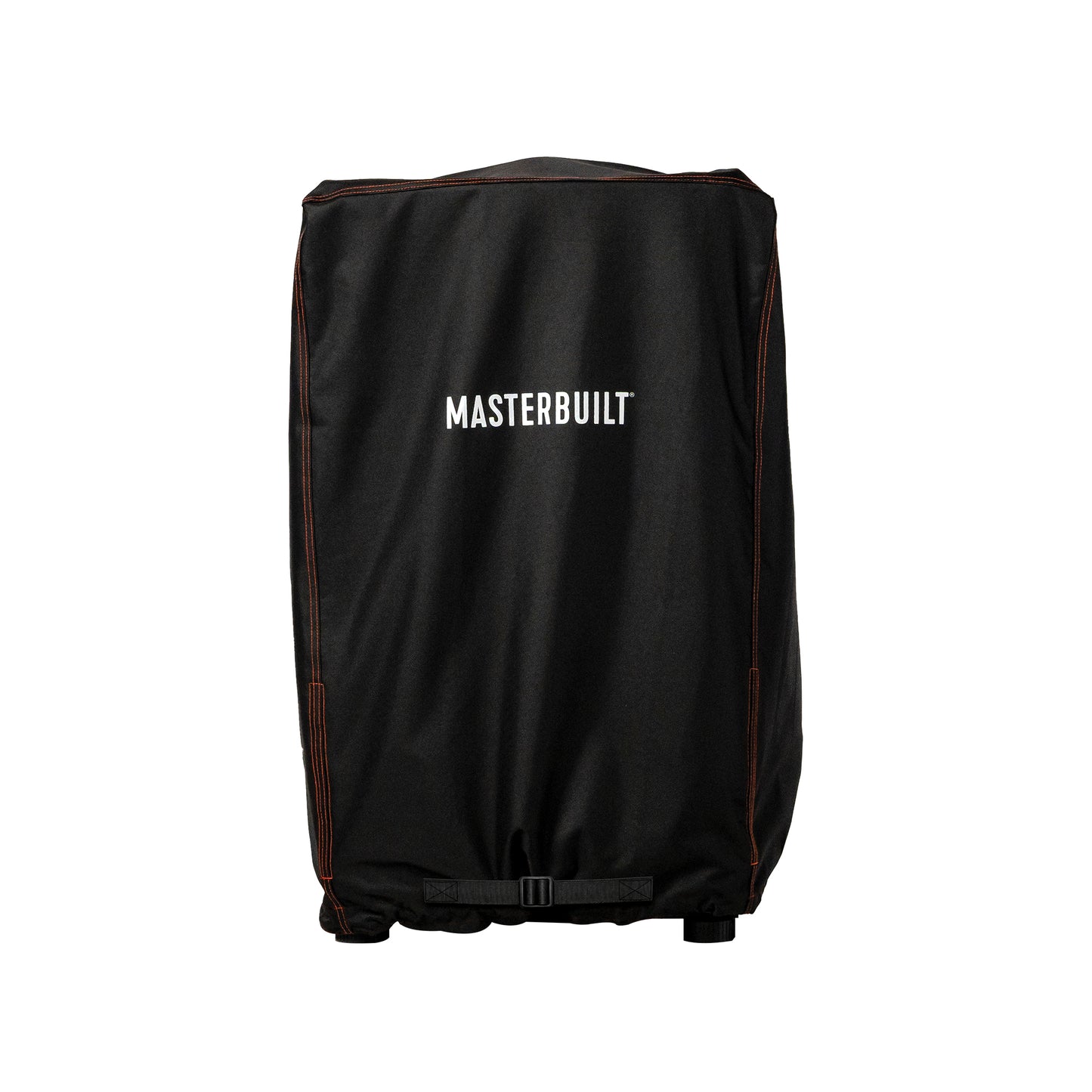 Black grill cover with 'Masterbuilt' logo on a white background