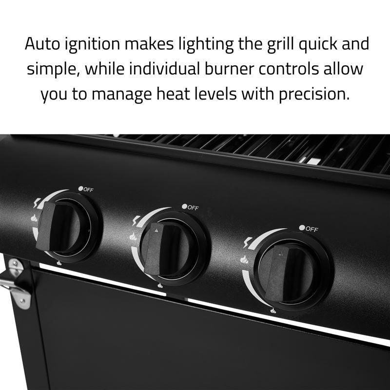 Callow 3 Burner Gas Grill BBQ with Cover, Lid and Side Burner