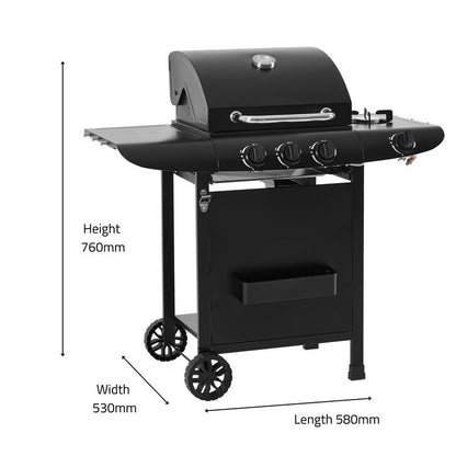 Callow 3 Burner Gas Grill BBQ with Cover, Lid and Side Burner