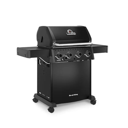 Broil King gas BBQ side view on a white background. 