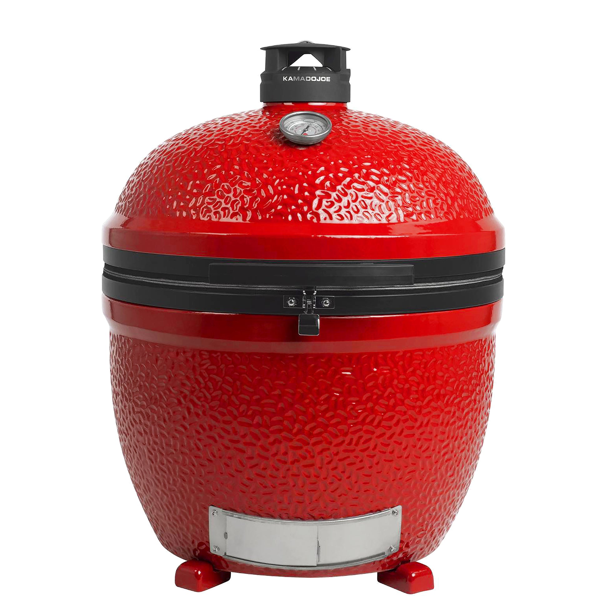 Red Kamado Joe grill on a white background