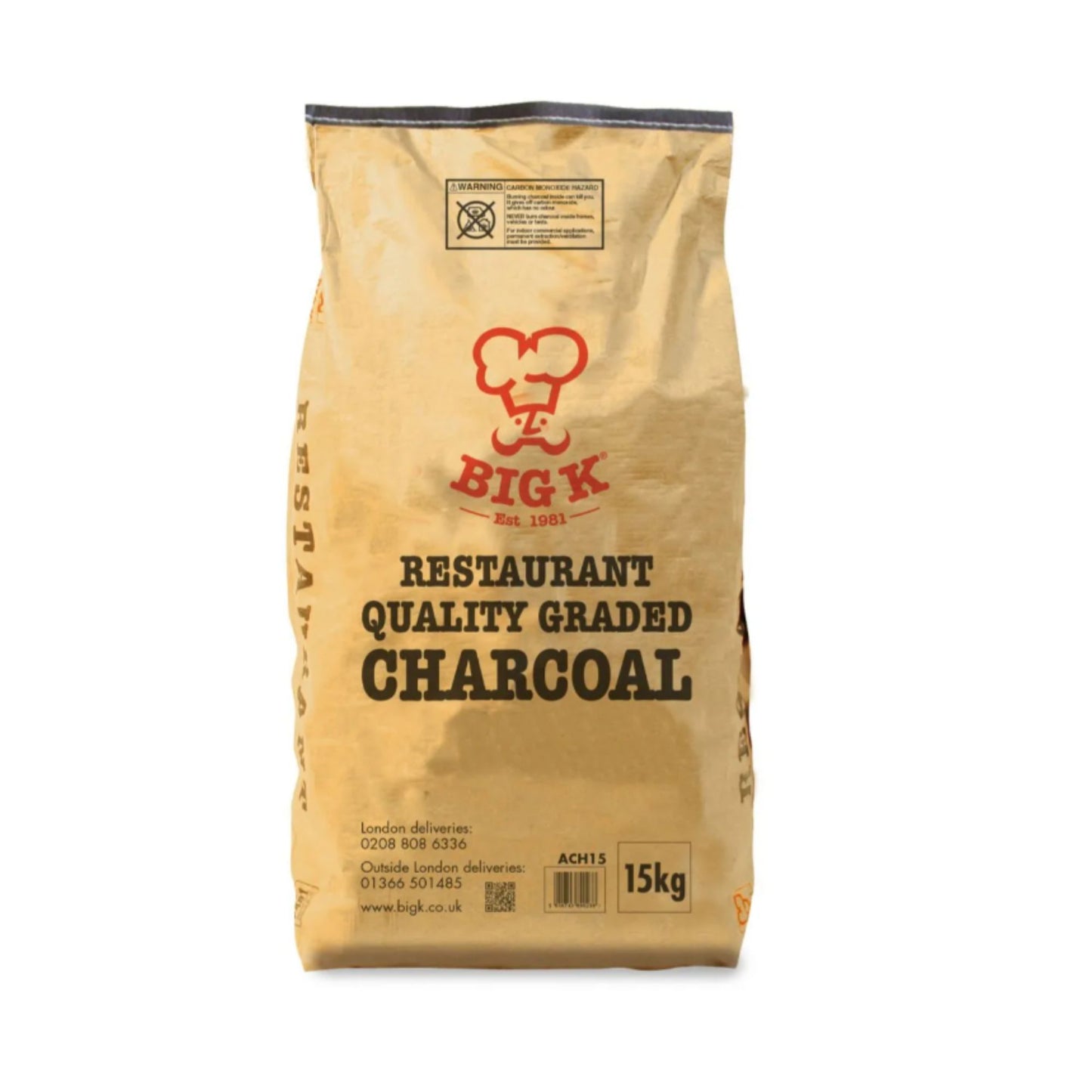 Big K ACH15 Resturant Grade Lumpwood Chacoal 15kg Bag