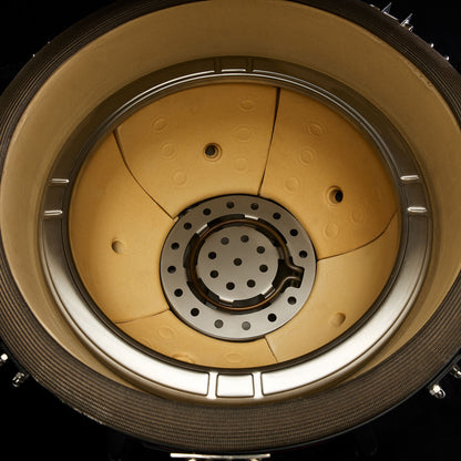 Close up of inside the Kamado Joe grill.