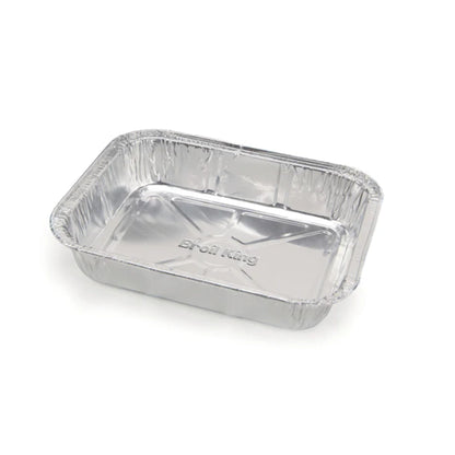 Aluminum foil pan with 'Broil King' branding on a white background