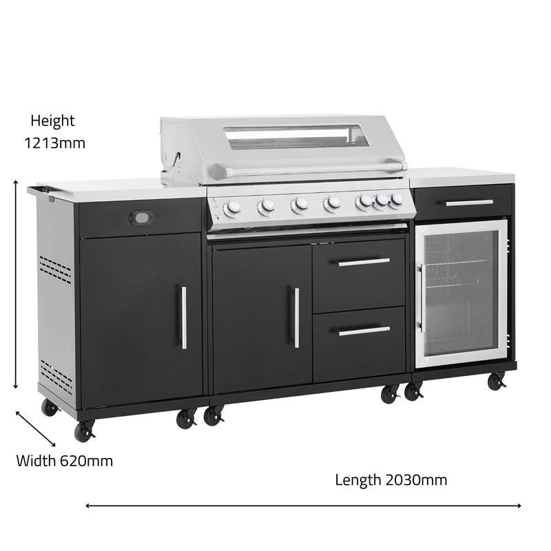 Callow 6 Burner Gas Grill BBQ with Full Kitchen Set