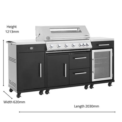 Callow 6 Burner Gas Grill BBQ with Full Kitchen Set