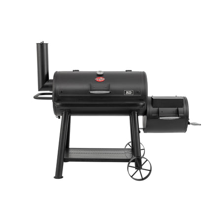 Black barbecue smoker on a white background
