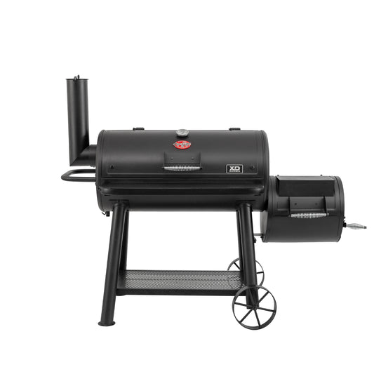 Black barbecue smoker on a white background