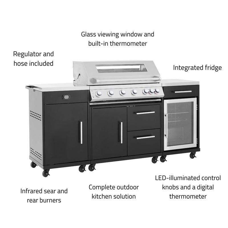 Callow 6 Burner Gas Grill BBQ with Full Kitchen Set