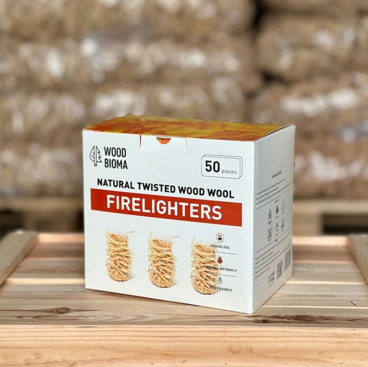 Wood Wool Firelighters - 50 Piece Box