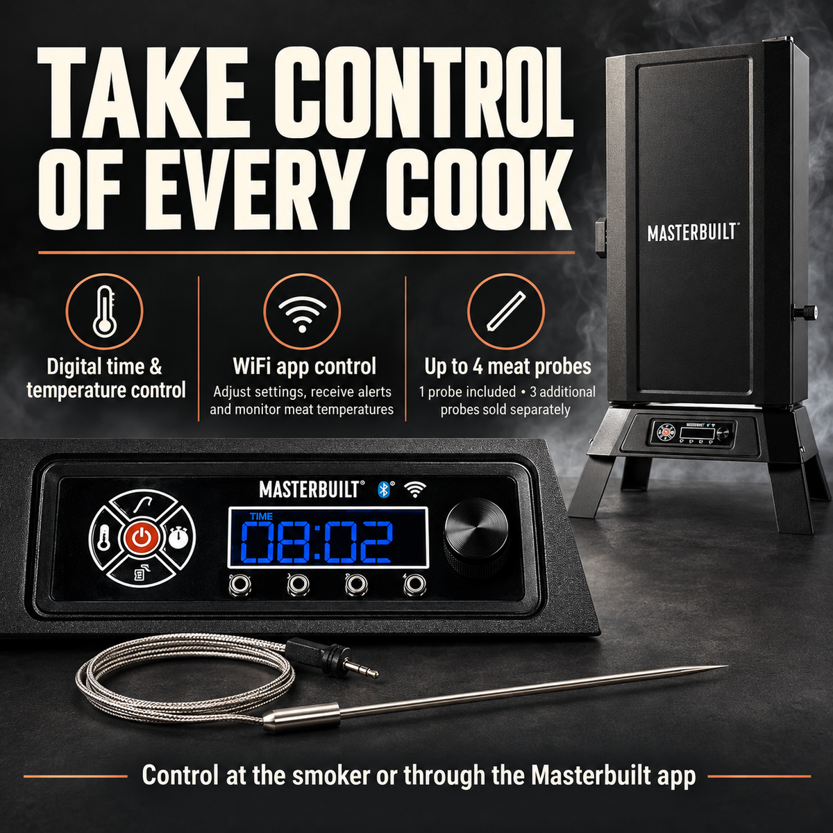 Masterbuilt 710 WiFi Digital Electric Food Smoker – 4 Racks – MB20072124