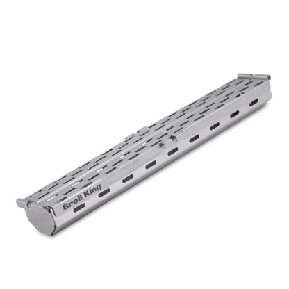 Stainless steel smoker box on a white background.